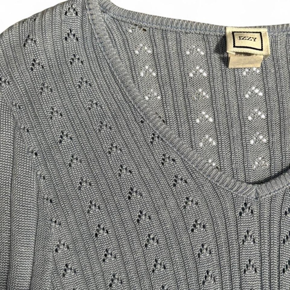 Vintage blue long sleeve sweater with ribbed detailing - Picture 4 of 8